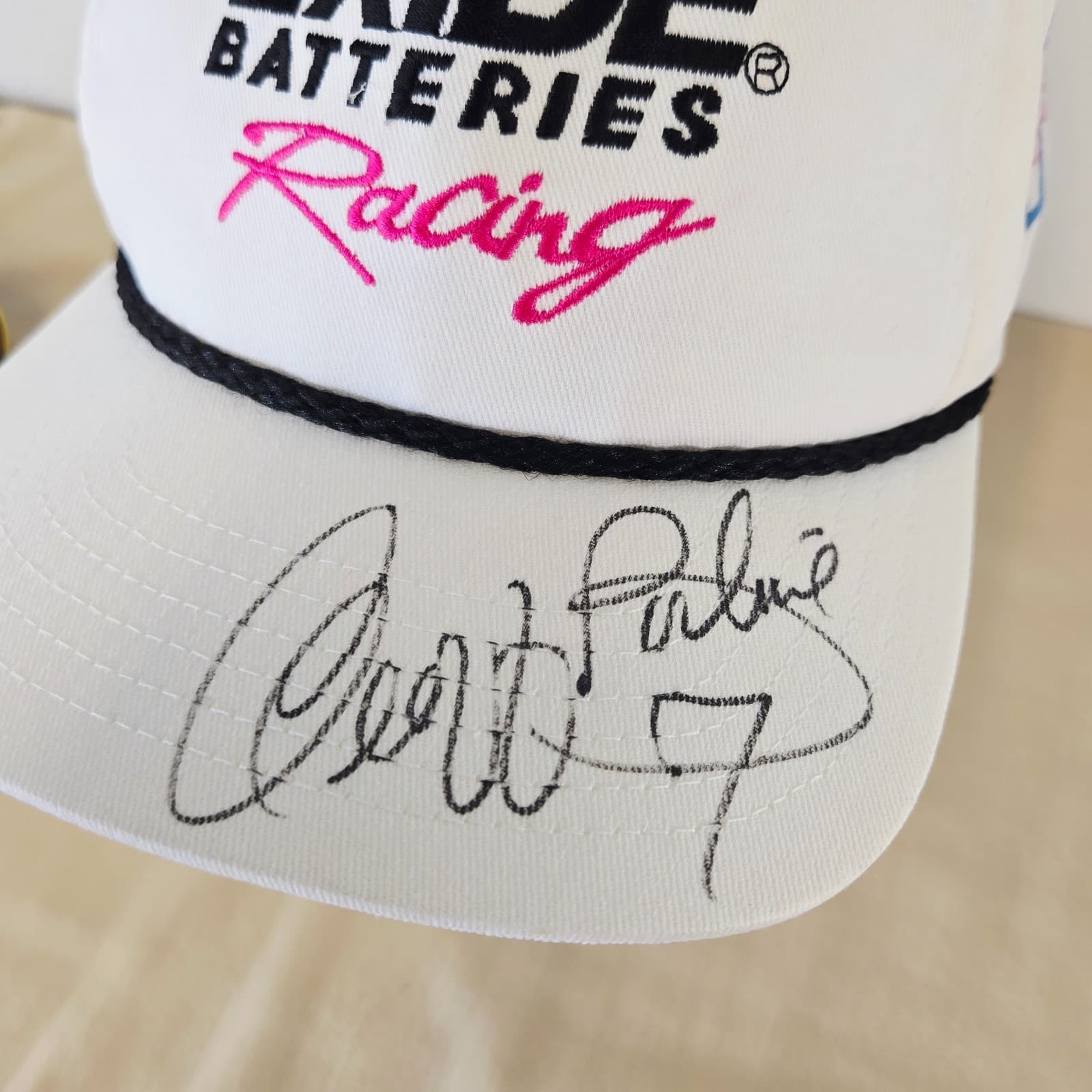 Vintage NASCAR Exide Batteries Racing Geoff Bodine #7 Autographed Hat Snapback 3