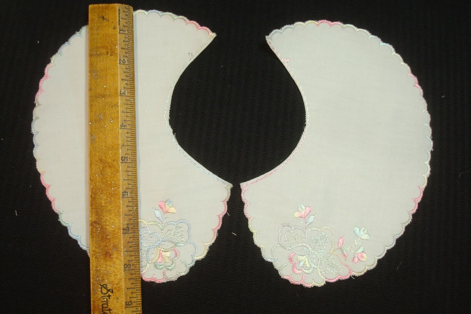 New 3 pr 6 pc Peter Pan Embroidered Dress Collar Girls 4" scalloped White cotton 5