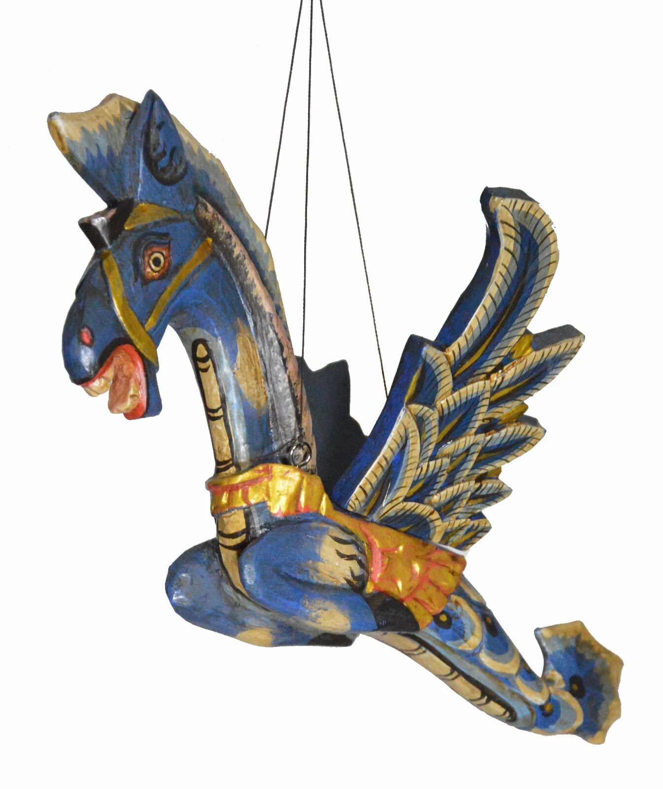 12" Authentic Traditional Style Hand Carved Wood Flying HORSE Farm Ranch Mobile 3