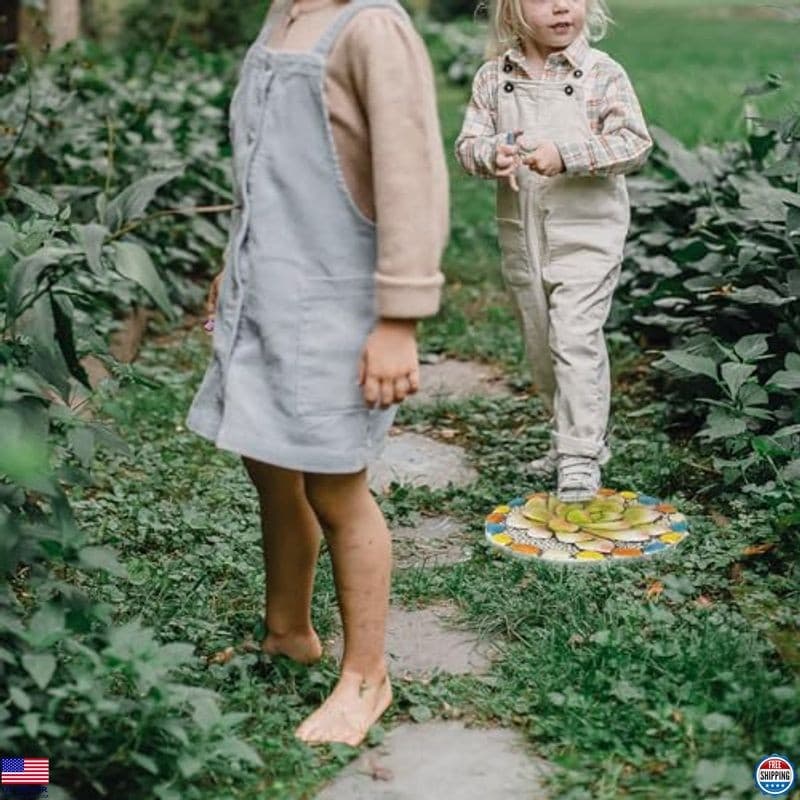 Vibrant Succulent Cement Stepping Stones - Multicolored Outdoor Pavers, 10"x10 5