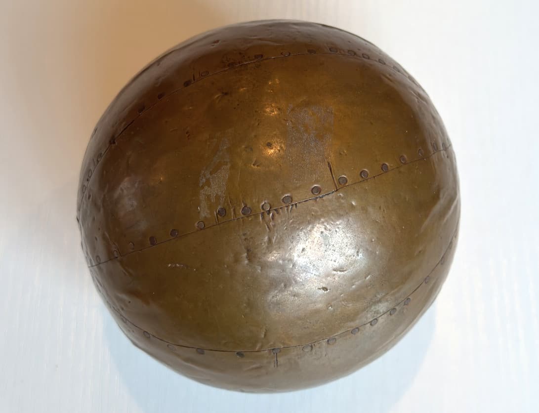 Copper Sphere Ball 8” Diameter Hand Hammered Folk Art