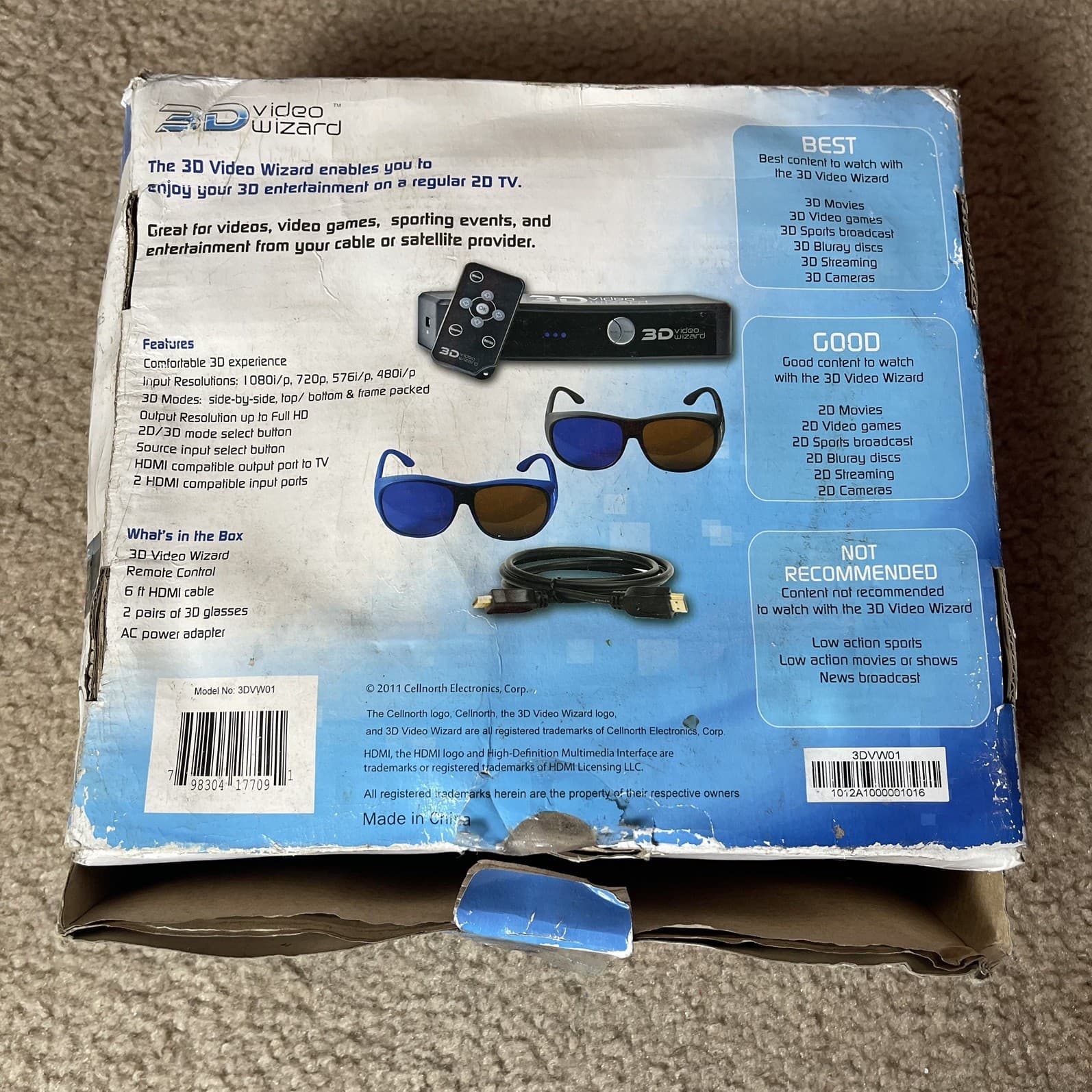 3D Video Wizard on Your TV HD Movies Gaming Glasses 3DVW01 Bonus Glasses 3