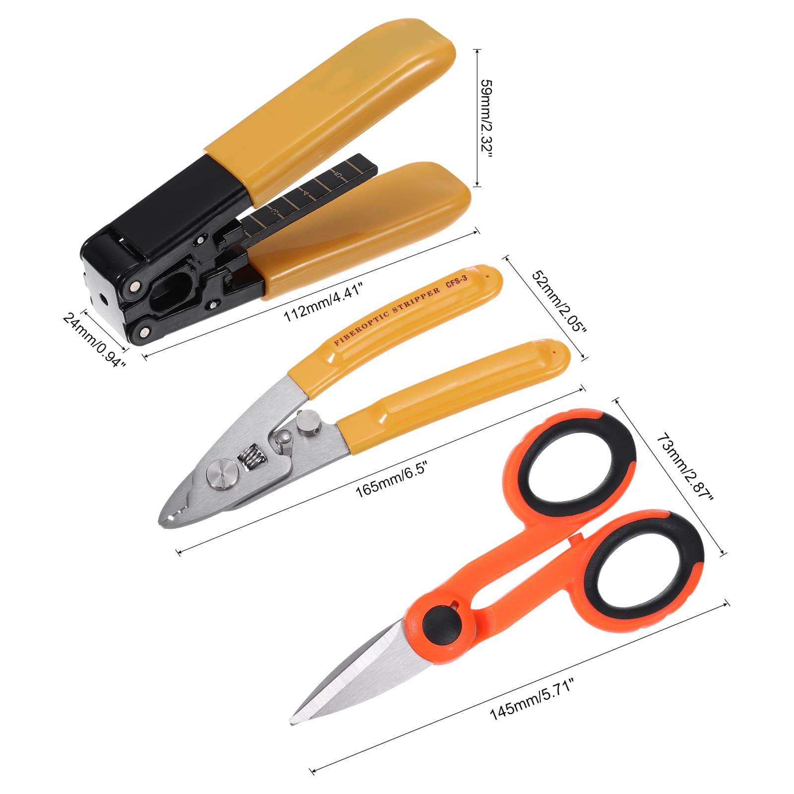 Optical Fiber Tool with Fiber Optic Stripper, Three Hole Stripper, Scissors 2