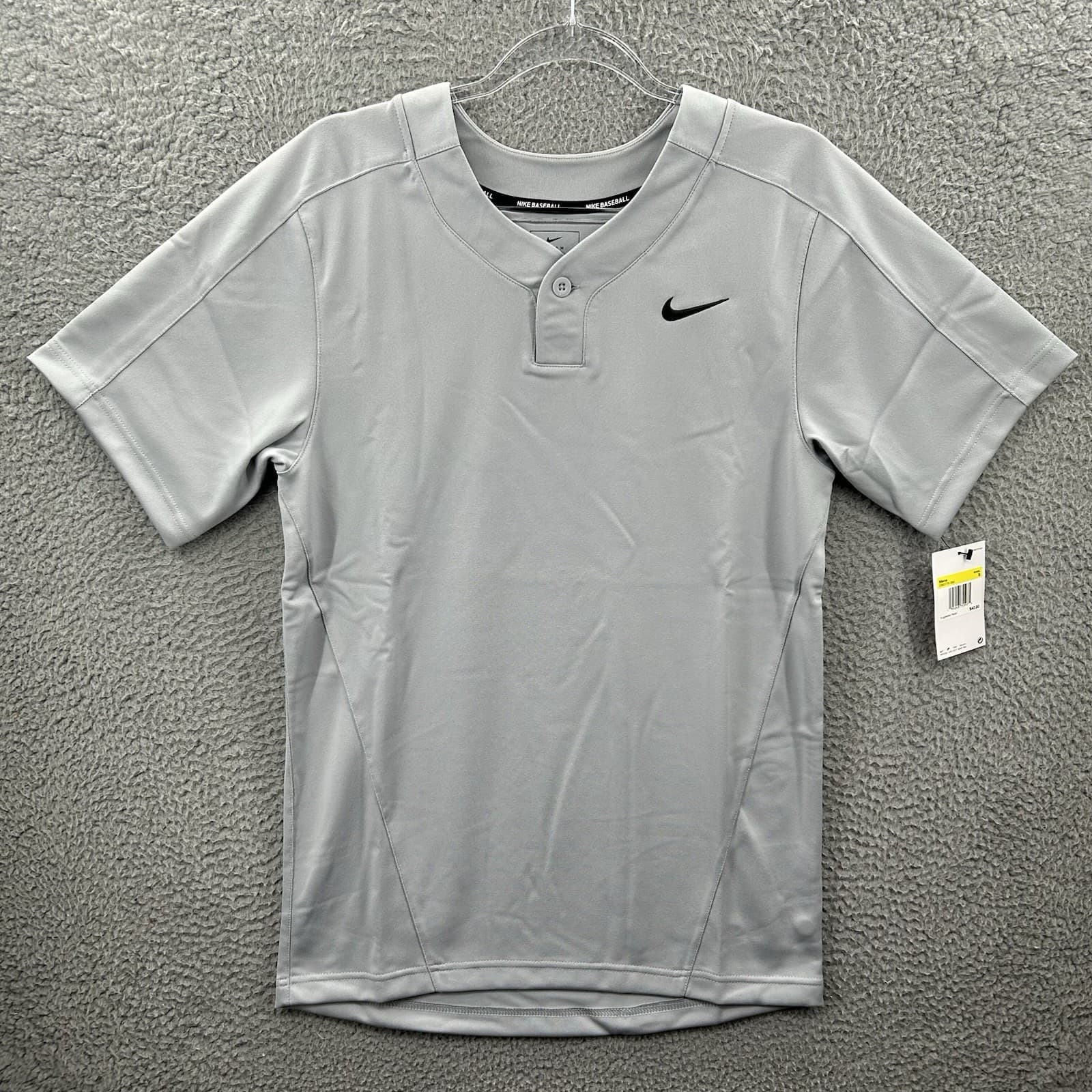 Nike Baseball Jersey Men Small Stock Vapor Select One Button Gray Black Henley 5