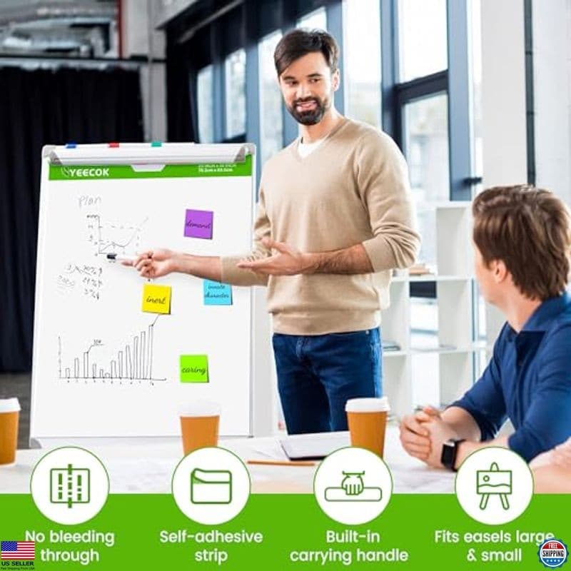 Sticky Easel Pad 25"x30", 30 Sheets/Pad, 4 Pads/Pack, Bleed-Resistant Flip Chart 3