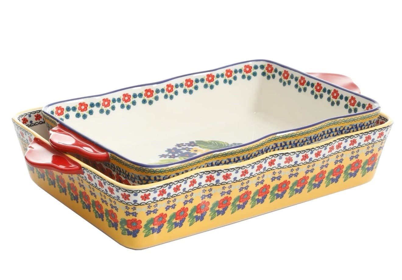 Pioneer Woman Fiona Floral Bakeware  Rectangular 4.4 And 3.3 Qt Set  New 2