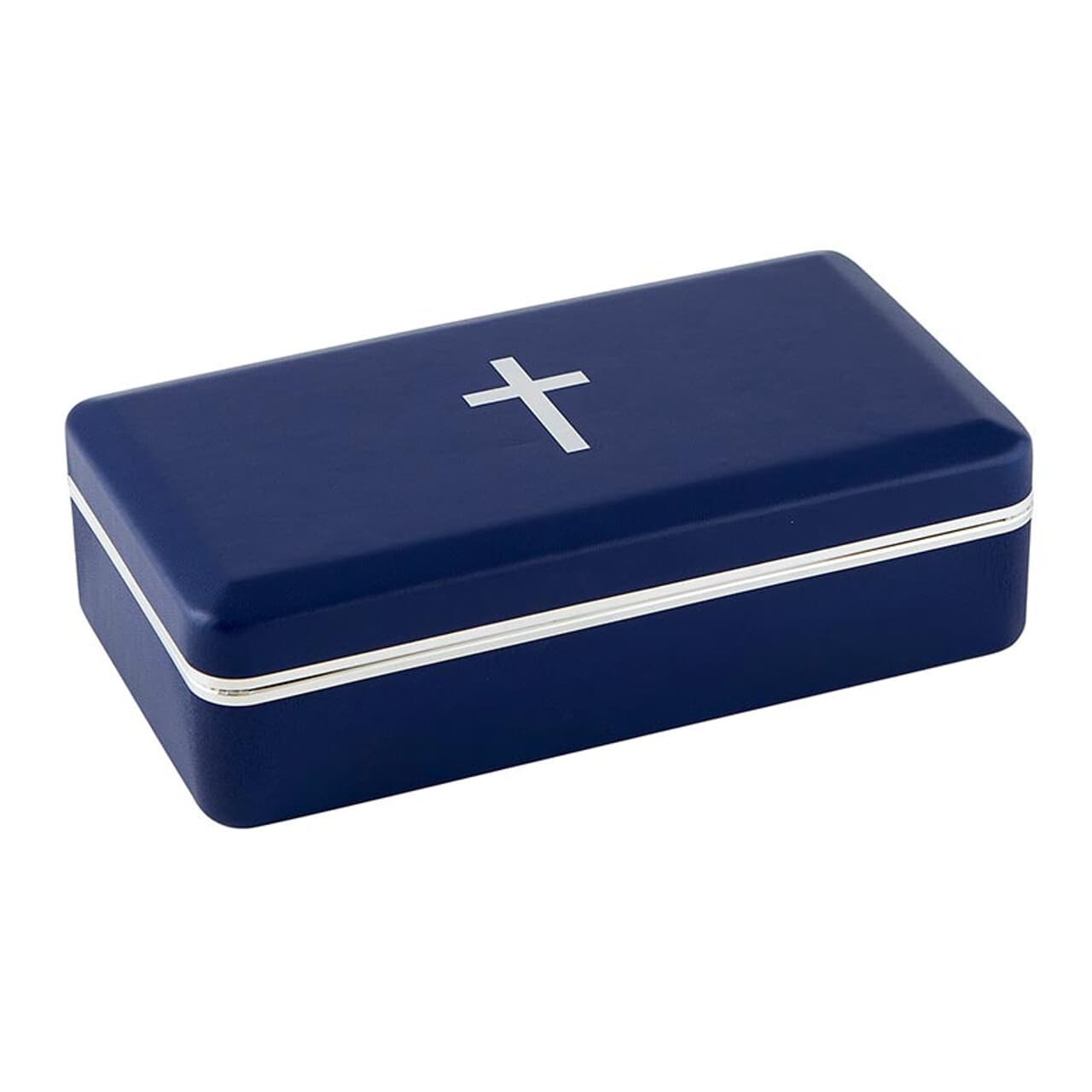 Portable Communion Set Stainless Steel Silver Tone Stamped Cross 8 Inch x 4 Inch 3