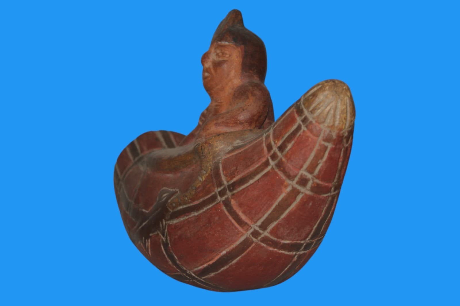 Museum Replica of a Pre Columbian Nazca Artifact Fisherman in a Reed Boat 001 5