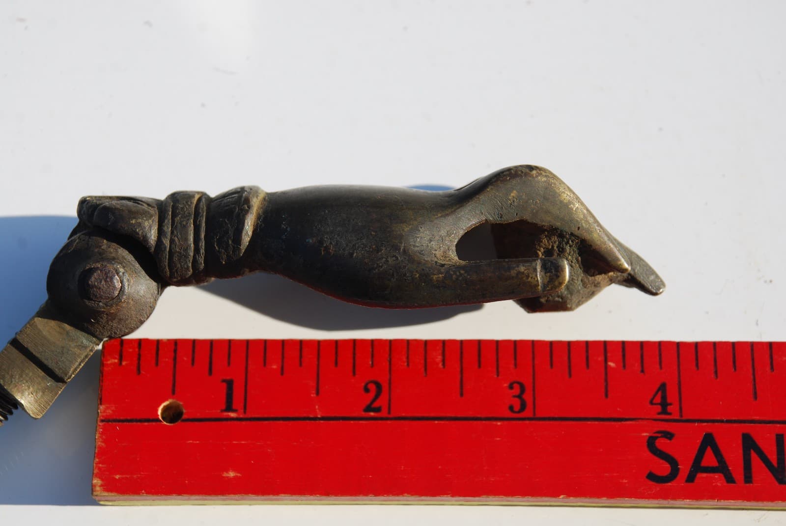 Antique Brass Door Knocker Hand Of Fatima - Heavy- Solid 4" long- Old Patina 5