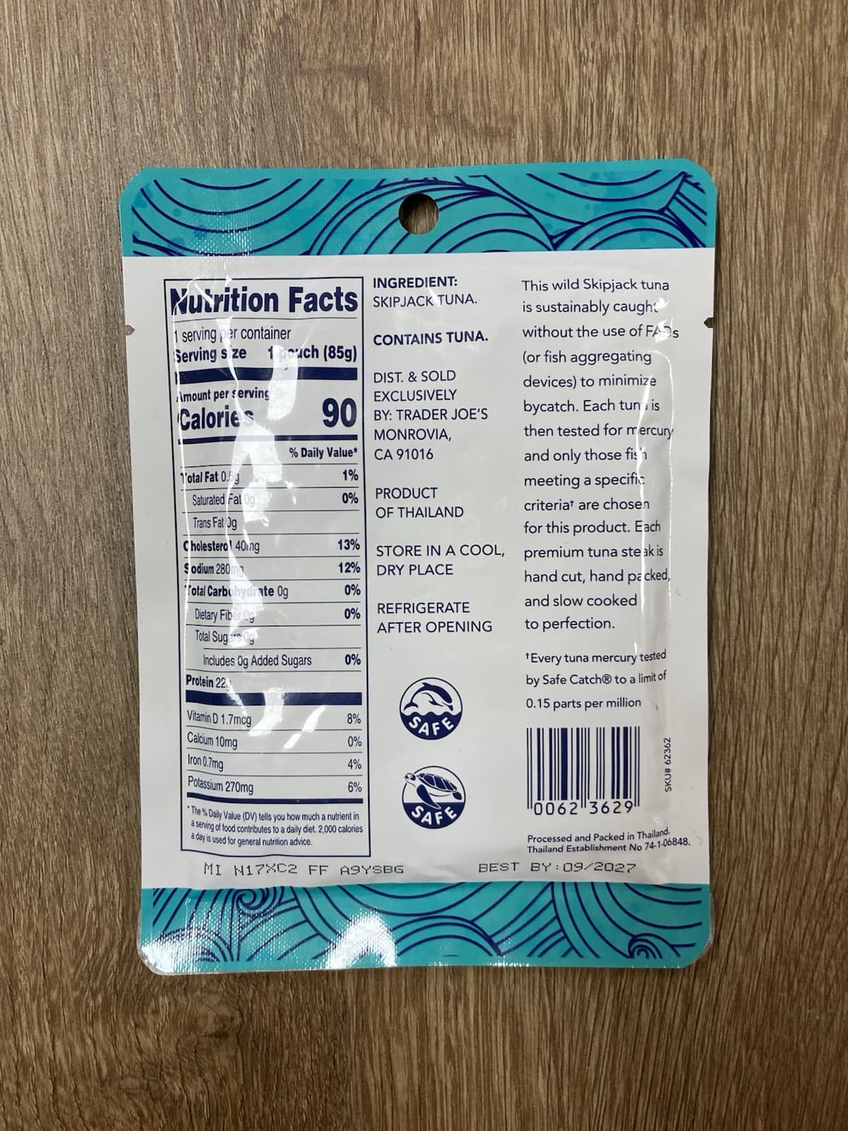 12-Count Pouches TRADER JOE'S Wild Skipjack Safe Catch Tuna Case 3 Oz 22 Protein 4