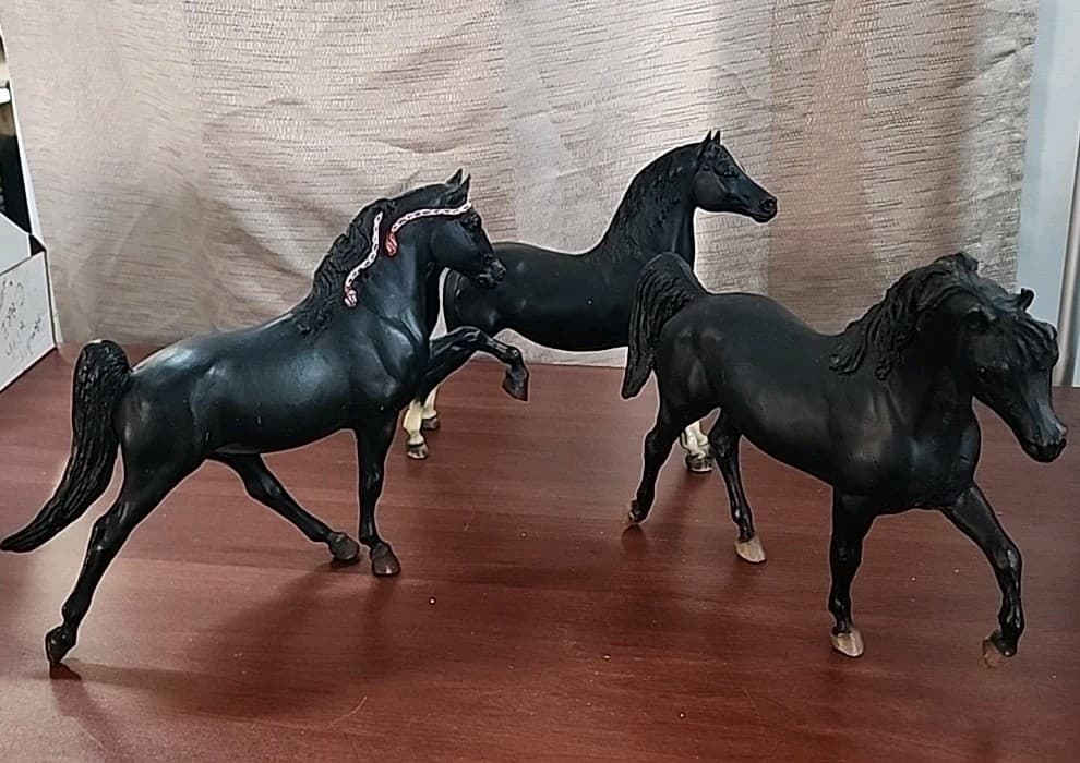 Lot Of 3 Breyer Horses, Black Color With Accents
