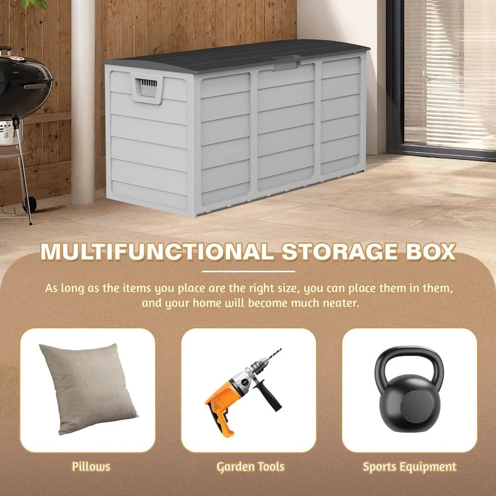 SUNCROWN 75 Gallon Weatherproof Resin Outdoor Storage Deck Box for Furniture 6