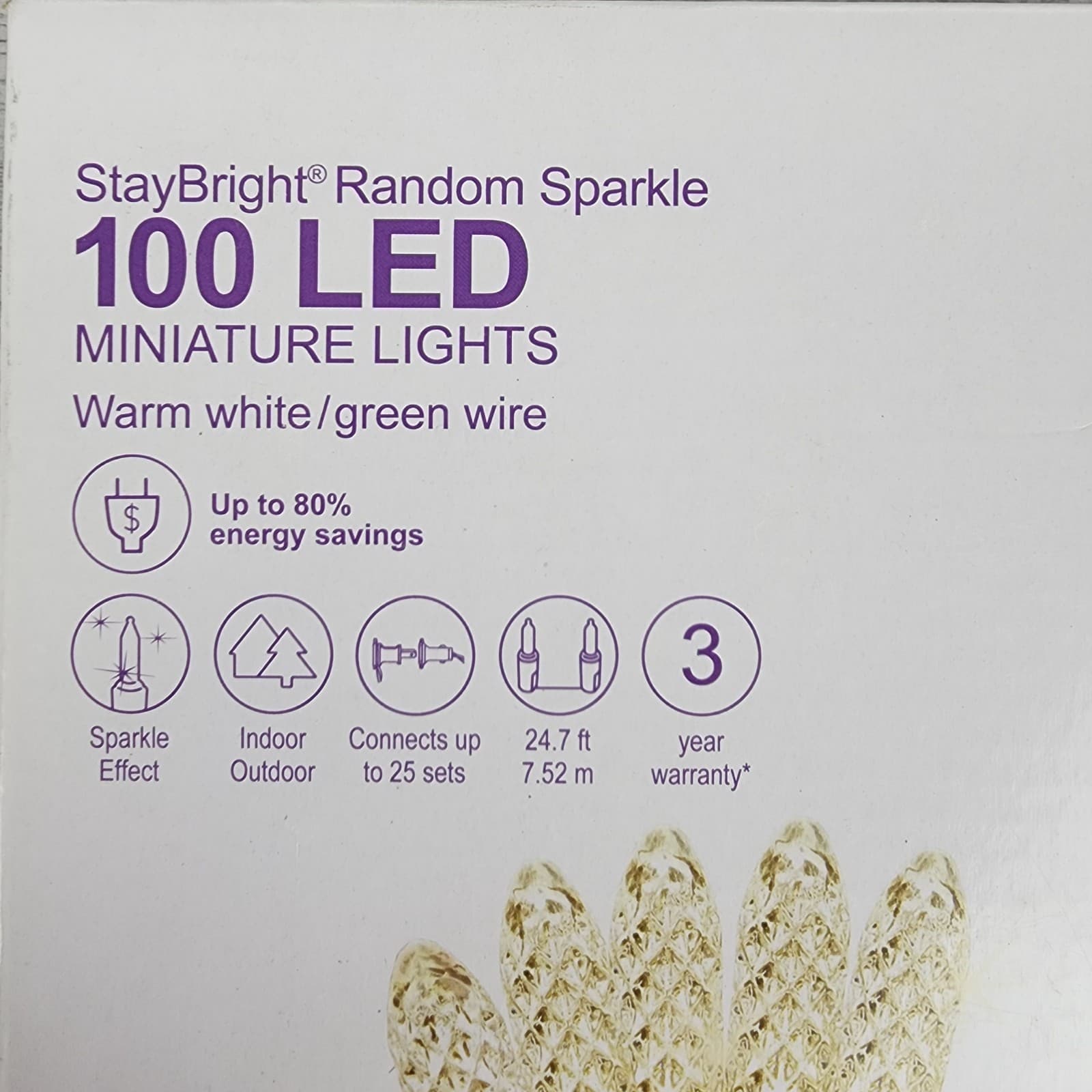 GE StayBright Random Sparkle 100 Ct LED Miniature Lights - NEW - Warm White 2