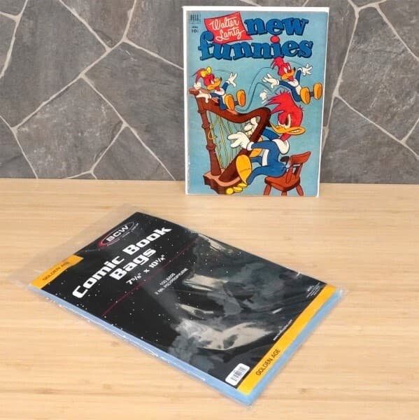 100 BCW Gold Age Golden Comic Bags 2 Mil Protection Sleeve + Back Boards Holders 4