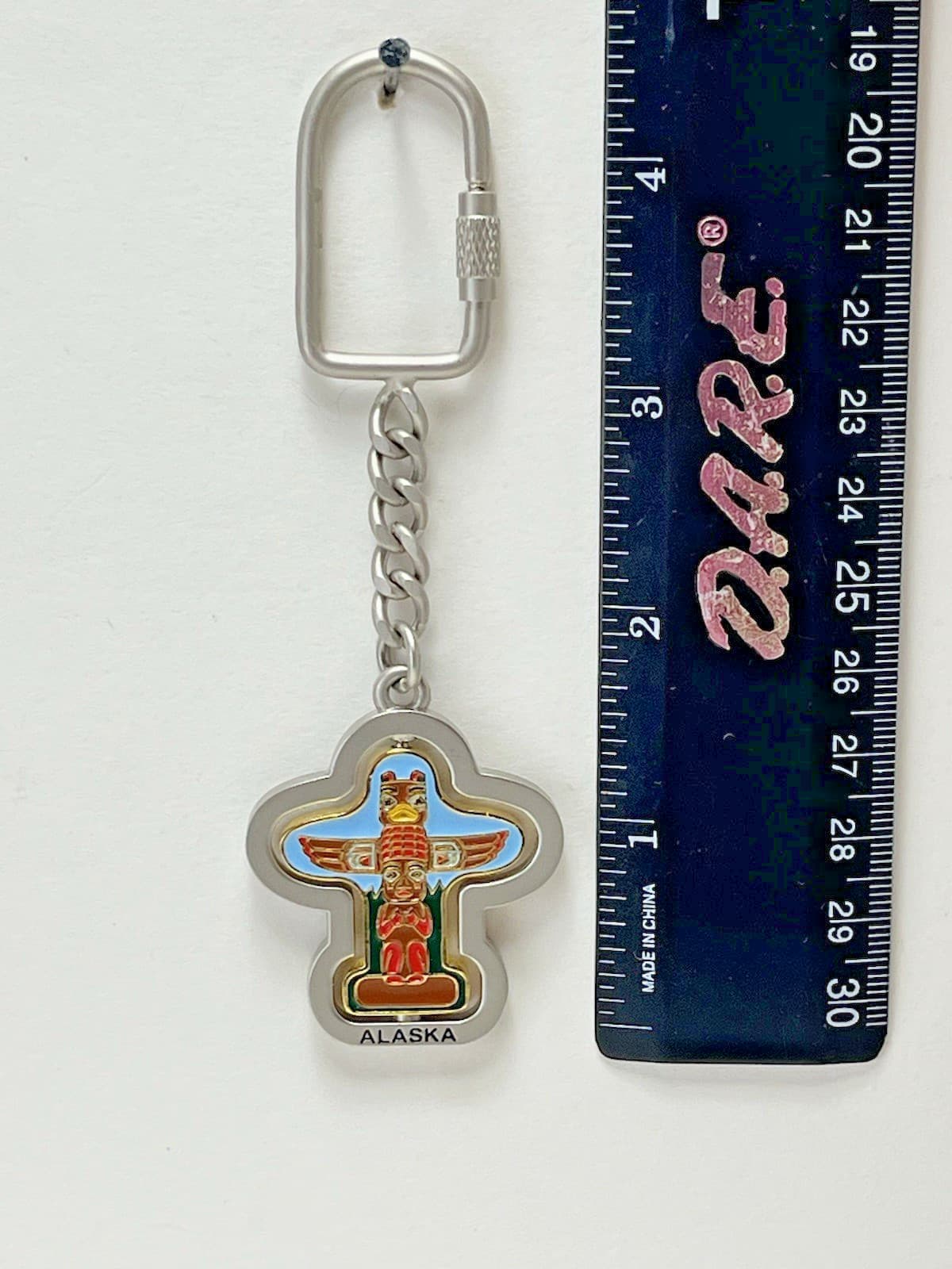 Alaska Souvenir Spinning Keychain Native Totem Pole Art Travel Key Ring Vintage 5