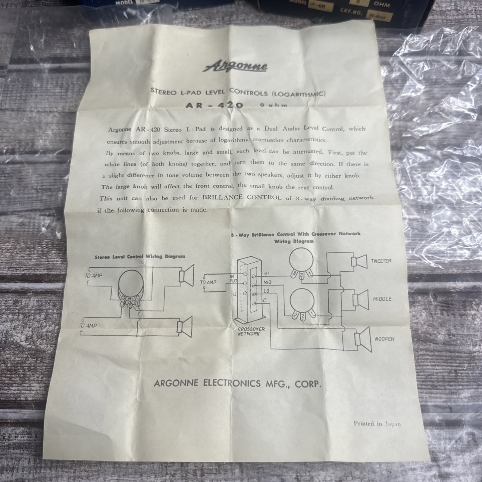(2) Argonne Hi-Fi Speaker Stereo L-Pad 8 Ohm Model AR-420 Catalog #99-6140 NOB 4