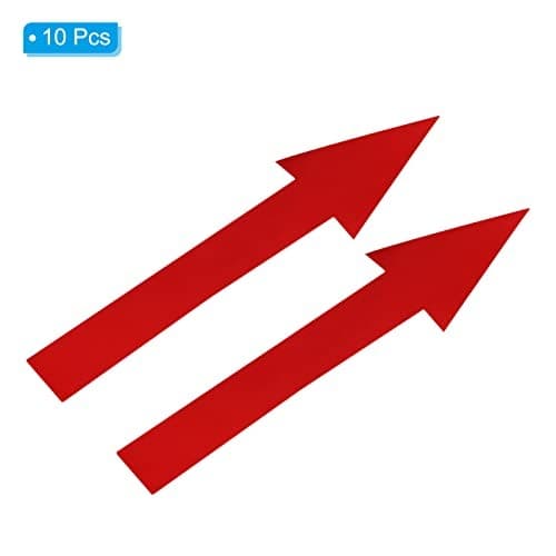  8"x2" Arrow Sticker, 10 Pack PVC Removable Self Adhesive Waterproof Floor Red 3