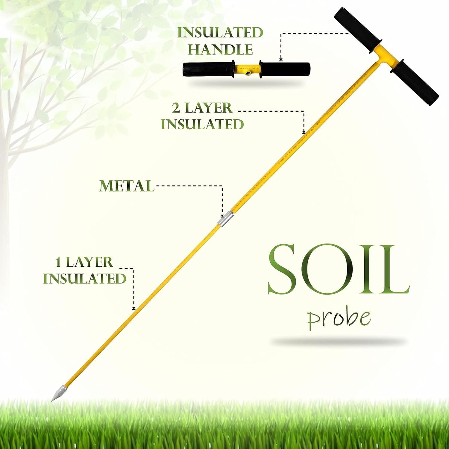 FEBTECH-Metal Soil Probe Rod-Insulated Septic Tank Probe-36-Inch Long Overall 2