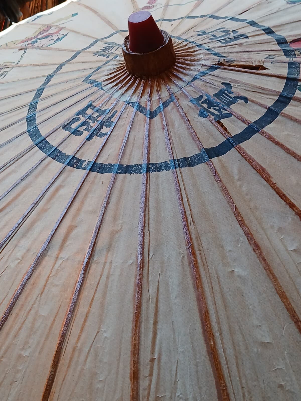 1970s Japanese Oil Paper & Bamboo Parasol/Umbrella Hand-Crafted 4