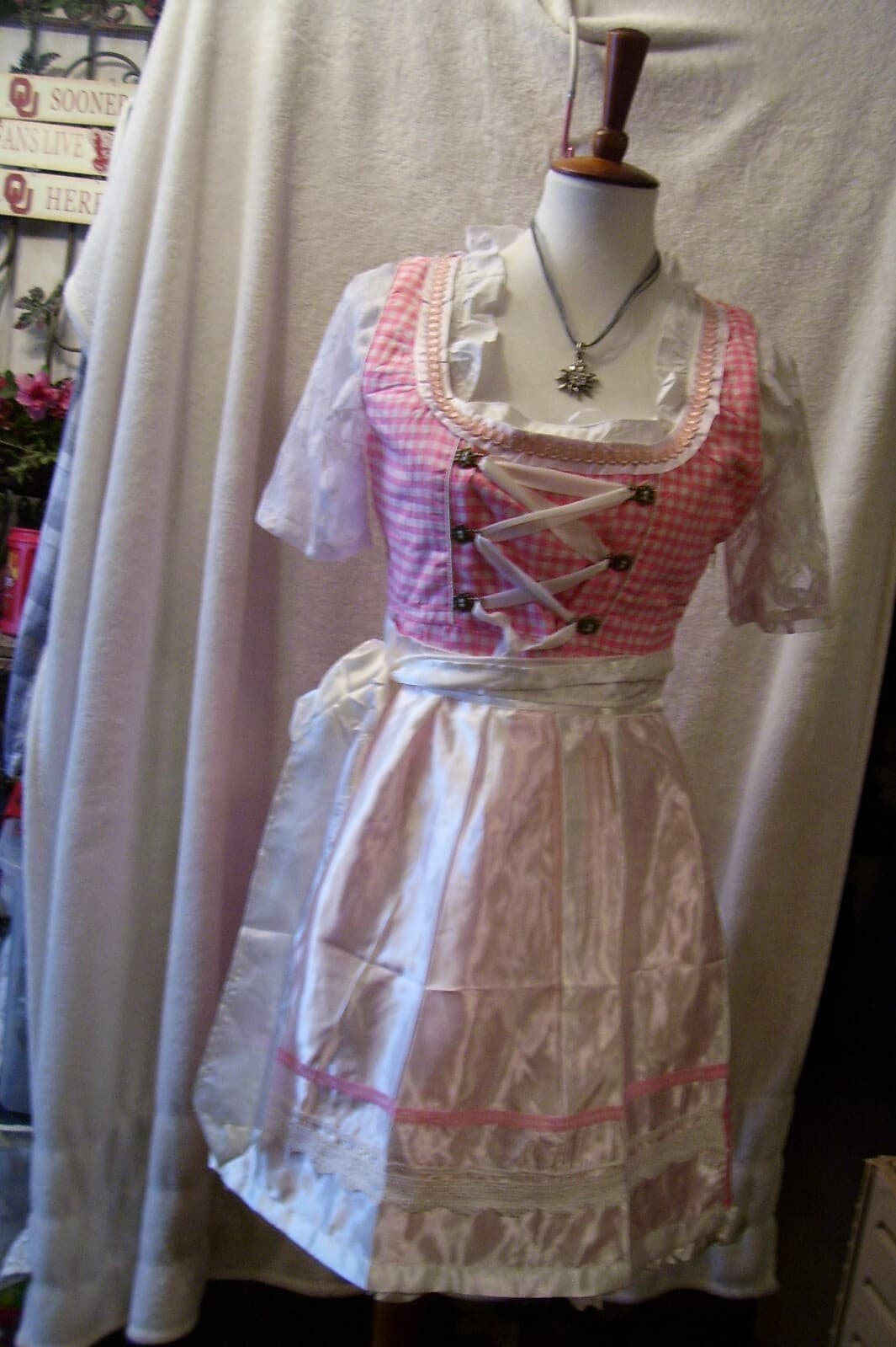 NEW! Sz 6.NEW!Germany,Waitress,Trachten,Oktoberfest,Dirndl Dress 3-pc,PINK,White 6