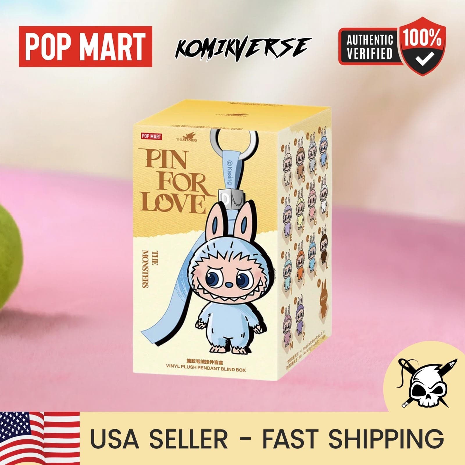 *USA* AUTHENTIC POP MART LABUBU THE MONSTERS PIN FOR LOVE - BLIND BOX (A-M)