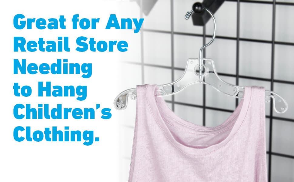 100 Clear Plastic Hangers Children's Kids Clothing Dress Shirt Chrome Swivel 12" 6