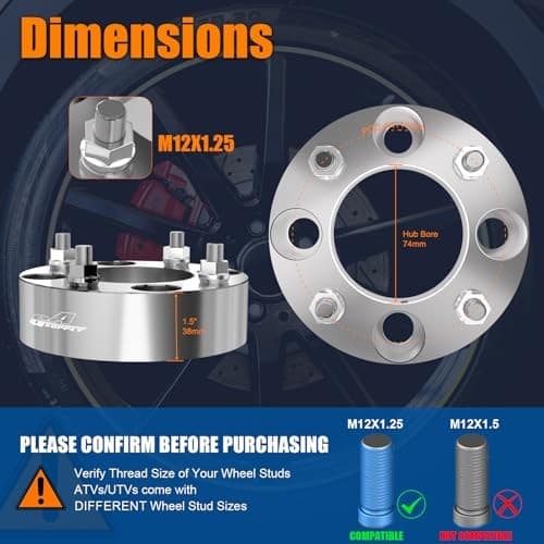  ATV Wheel Spacers 4x110, Compatible with CFMoto, 1.5"-12×1.25 -2pc silver 3