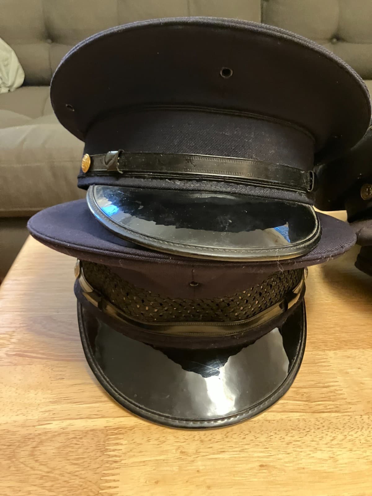 Lot of 9 Vintage Firefighter Uniform Dress Hats, USA Fireman, play props 2