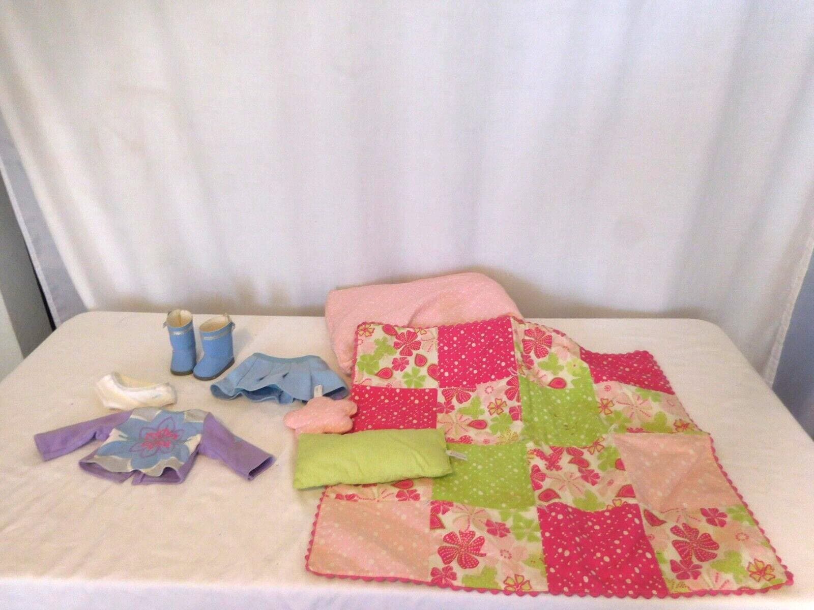 American Girl Retired Blossoms & Blooms Pink Floral Doll Bed & Bedding + Doll 6
