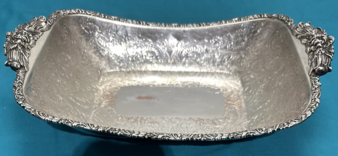 BARKER ELLIS 13.25" Rectangle Scrolled Serving Bowl w/ Handles England 4