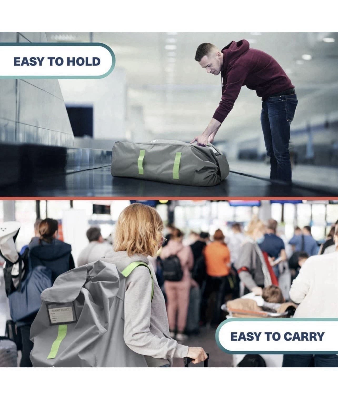 Bramble XL Stroller Gate Check Bag Grey – Waterproof Travel Cover for Strollers 4