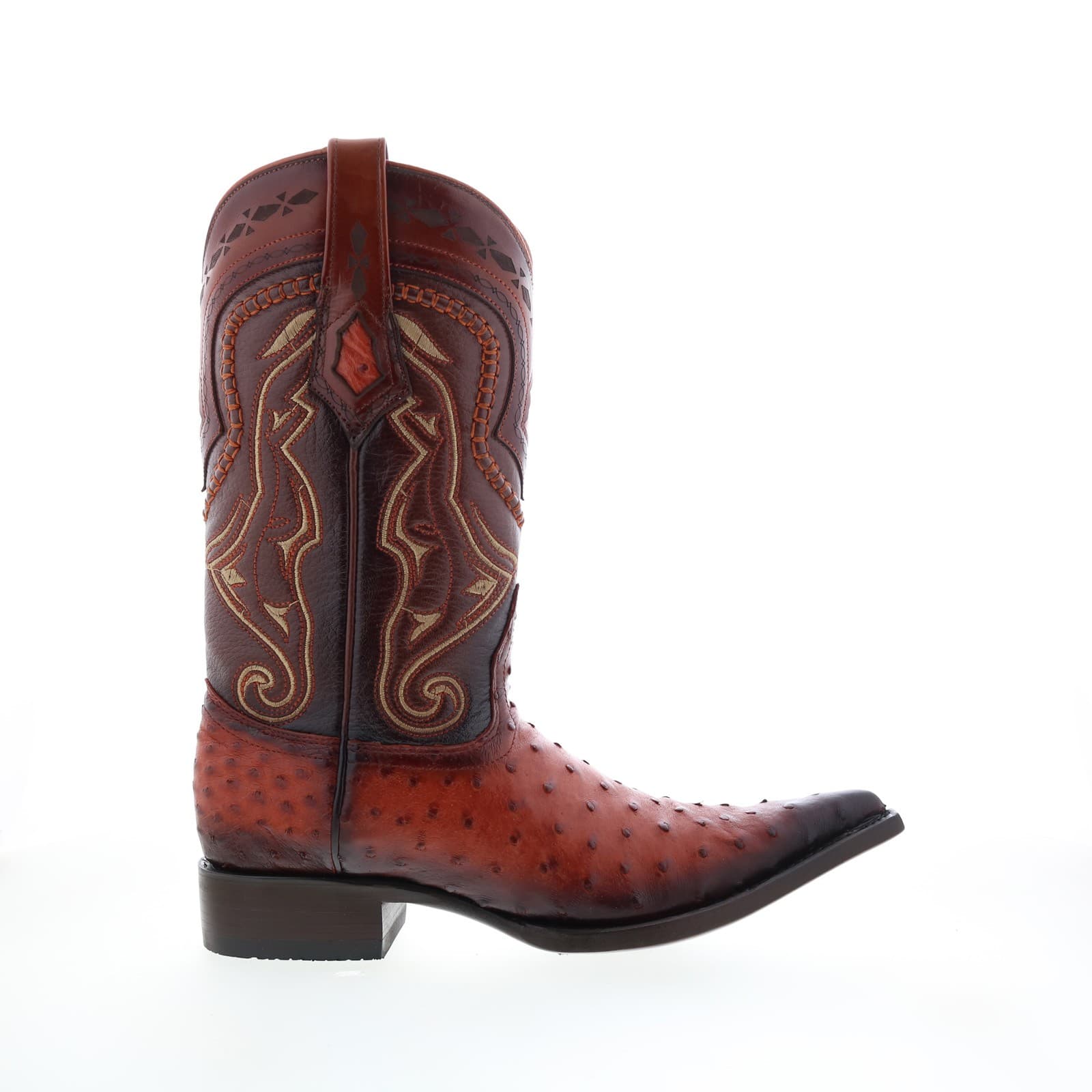 Los Altos 3X Toe Ostrich 9530357 Mens Brown Wide Cowboy Western Boots 6
