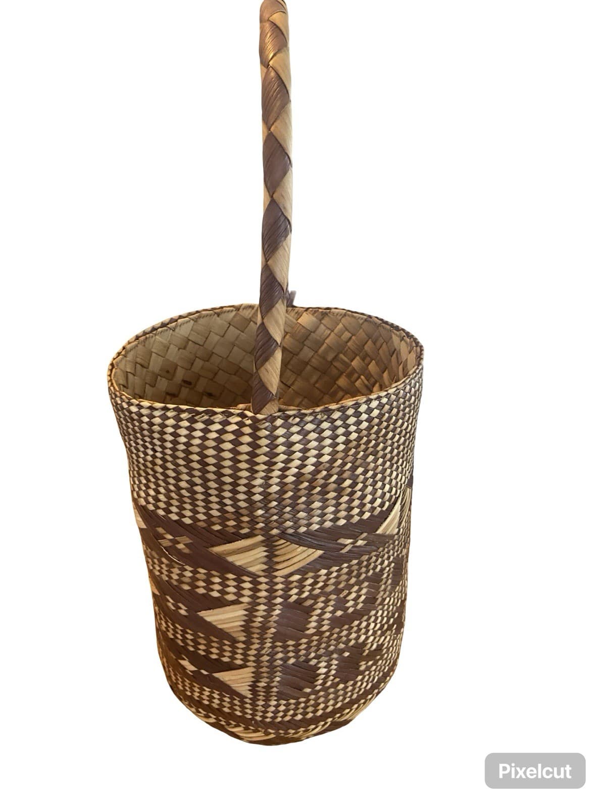 Handwoven Pandanus Thatch Shopping Market Basket with Handles 17” 4