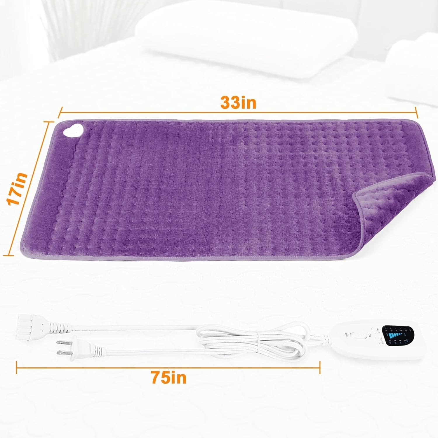 Electric Heating Pad For Back Pain & Cramps Relief 33"x17"6 Level Auto Shut Off 4