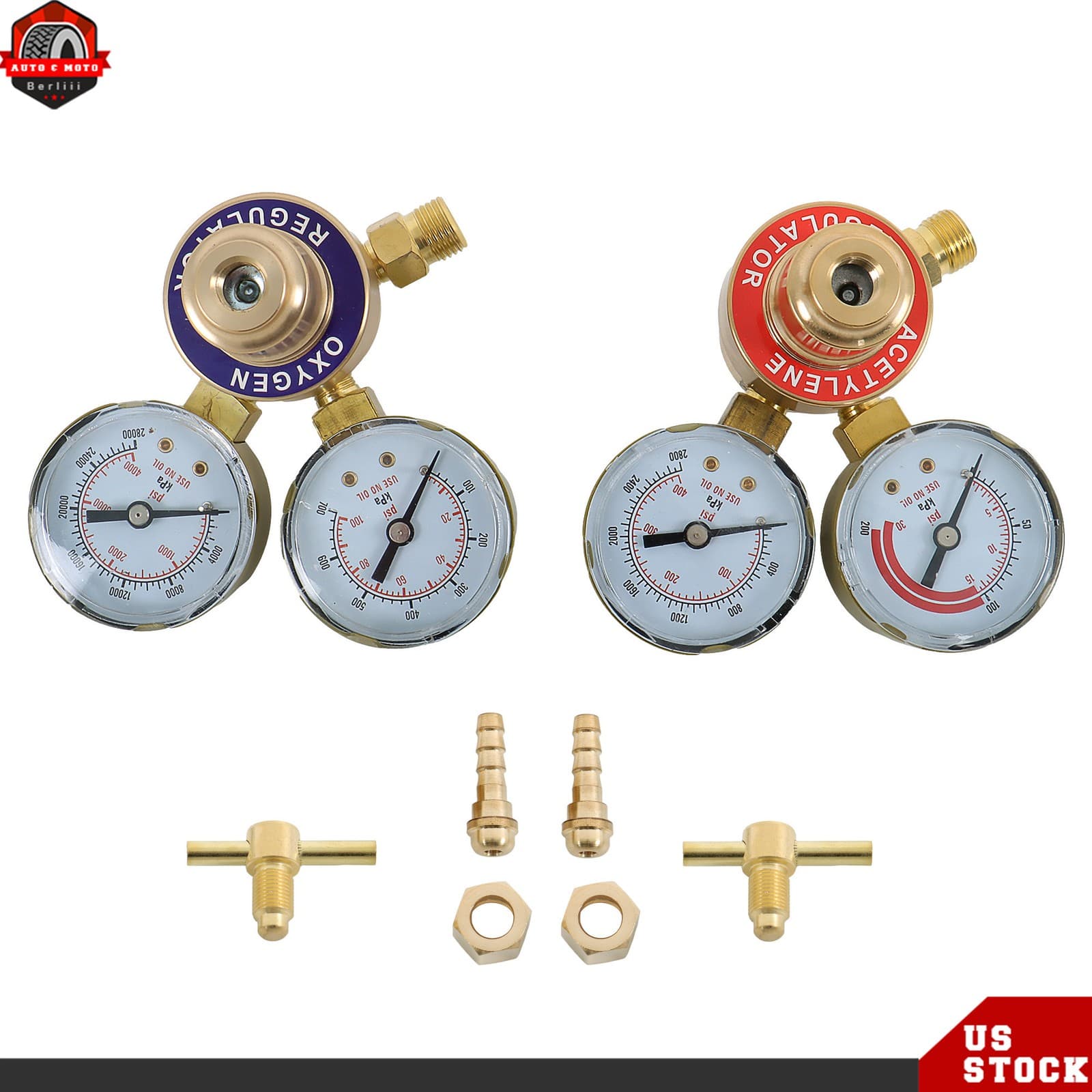 CGA540 CGA200 Oxygen Acetylene Gas Regulator Welding Cutting Torch Dual Gauge 2