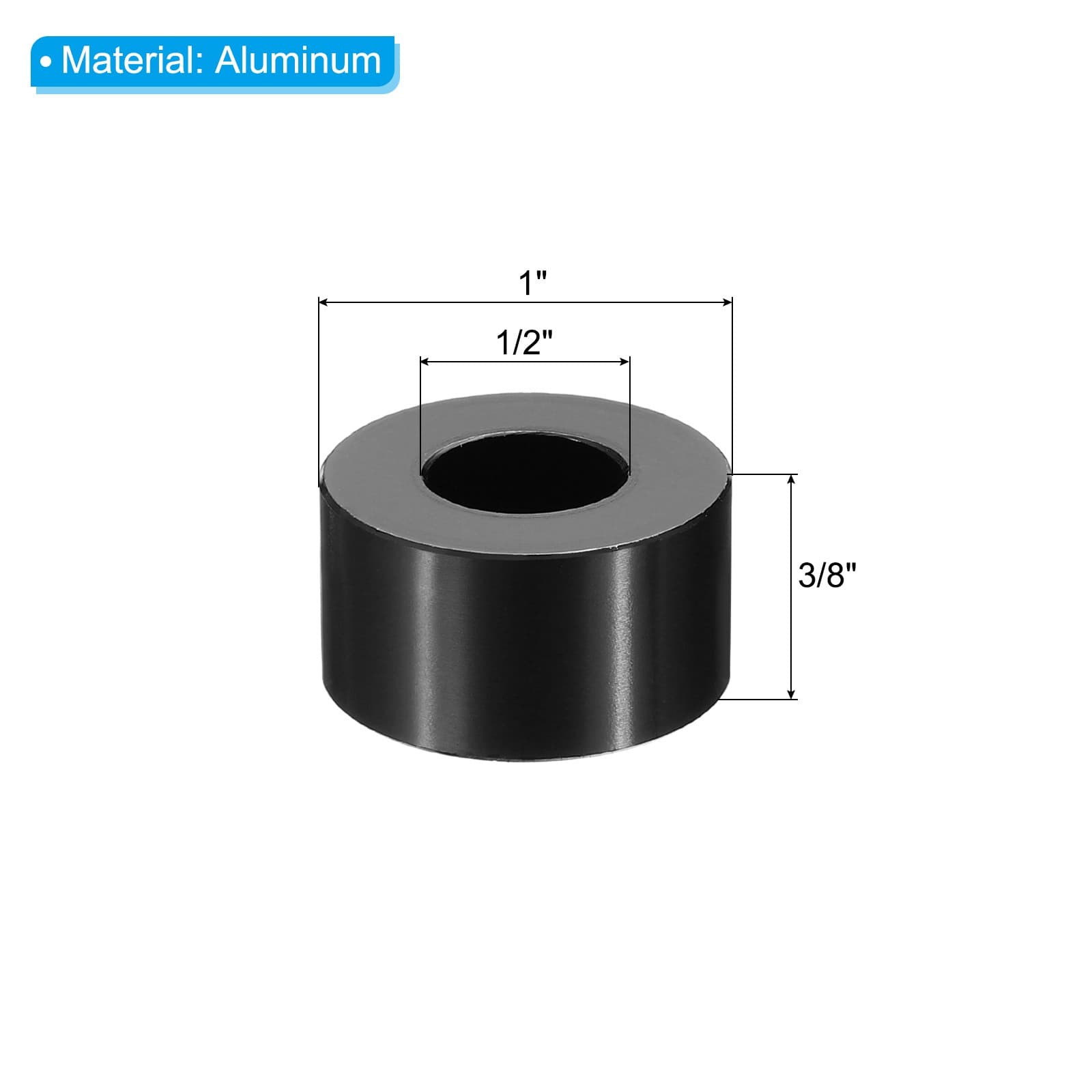 5Pcs M12 Aluminum Spacers Metal Spacer M12 x 1" OD x 3/8" L for 1/2" M12 Screw 2