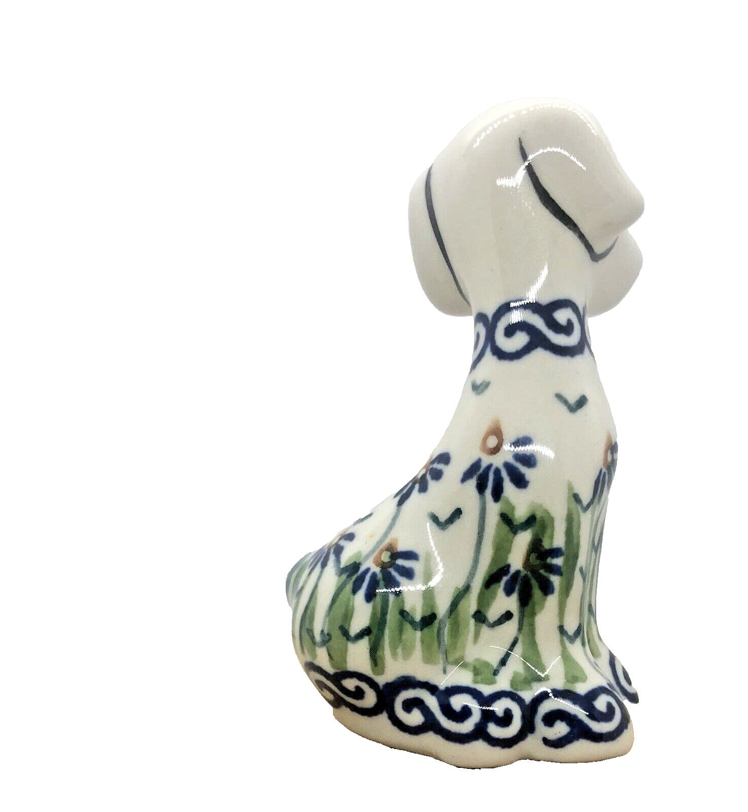 Polish Pottery Puppy Figurine Statue 3.5” H 2" W 2” L  RC15 Addie Jo 3