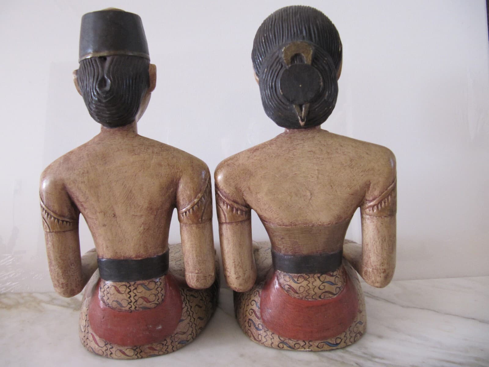PAIR  Vintage Indonesian Loro Blonyo Wooden Wedding Sculpture Statues 4