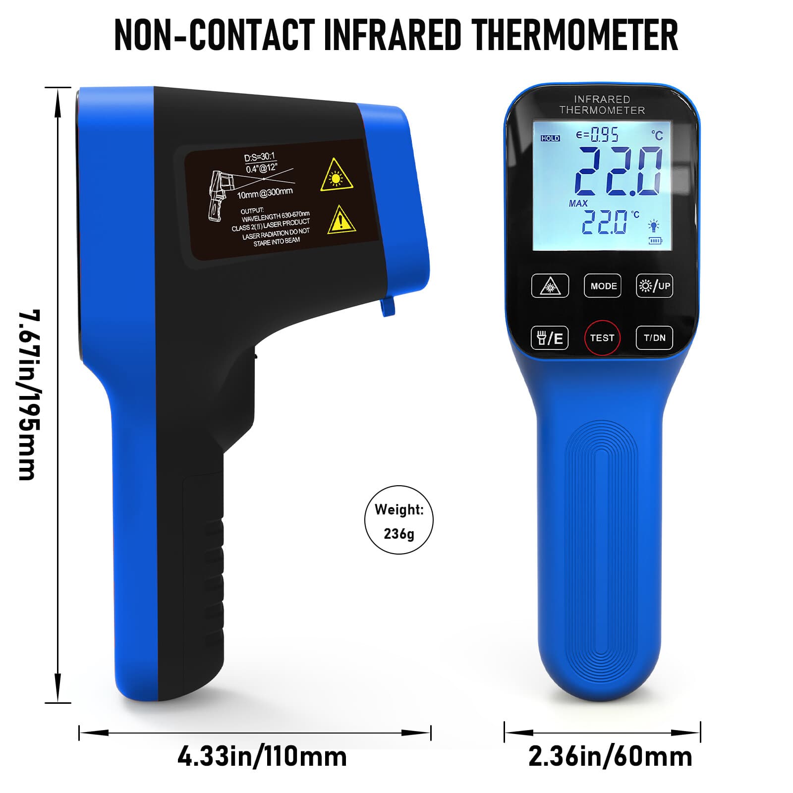 Industrial Laser Infrared Thermometer Gun -50°C~1600°C Pyrometer Rechargeable US 3