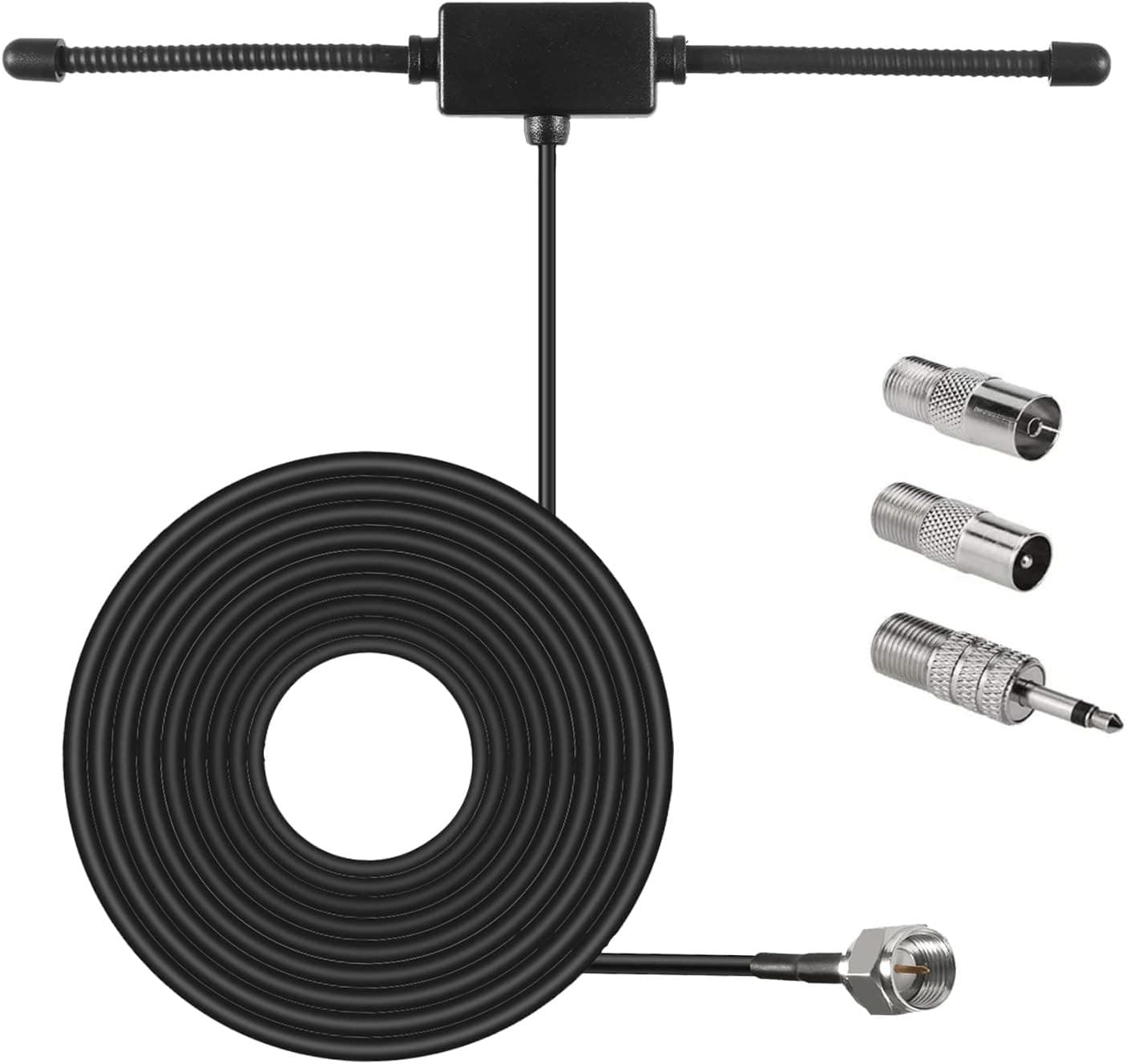 Indoor FM Radio Antenna With 4 Adapters 75 Ohm for Home Stereo Receivers