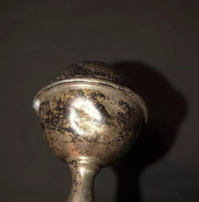 Tiffany & Co. 925 Sterling Silver Baby Rattle Dumbbell 5” Long vintage 4
