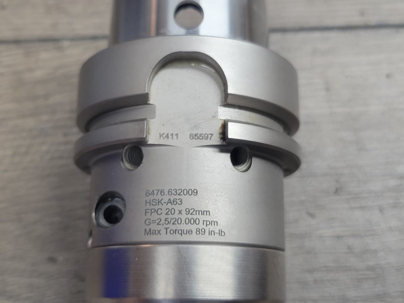 EMUGE HYDRAULIC TOOL HOLDER FPC 20 X92MM W/ HSK 63A SHANK 4