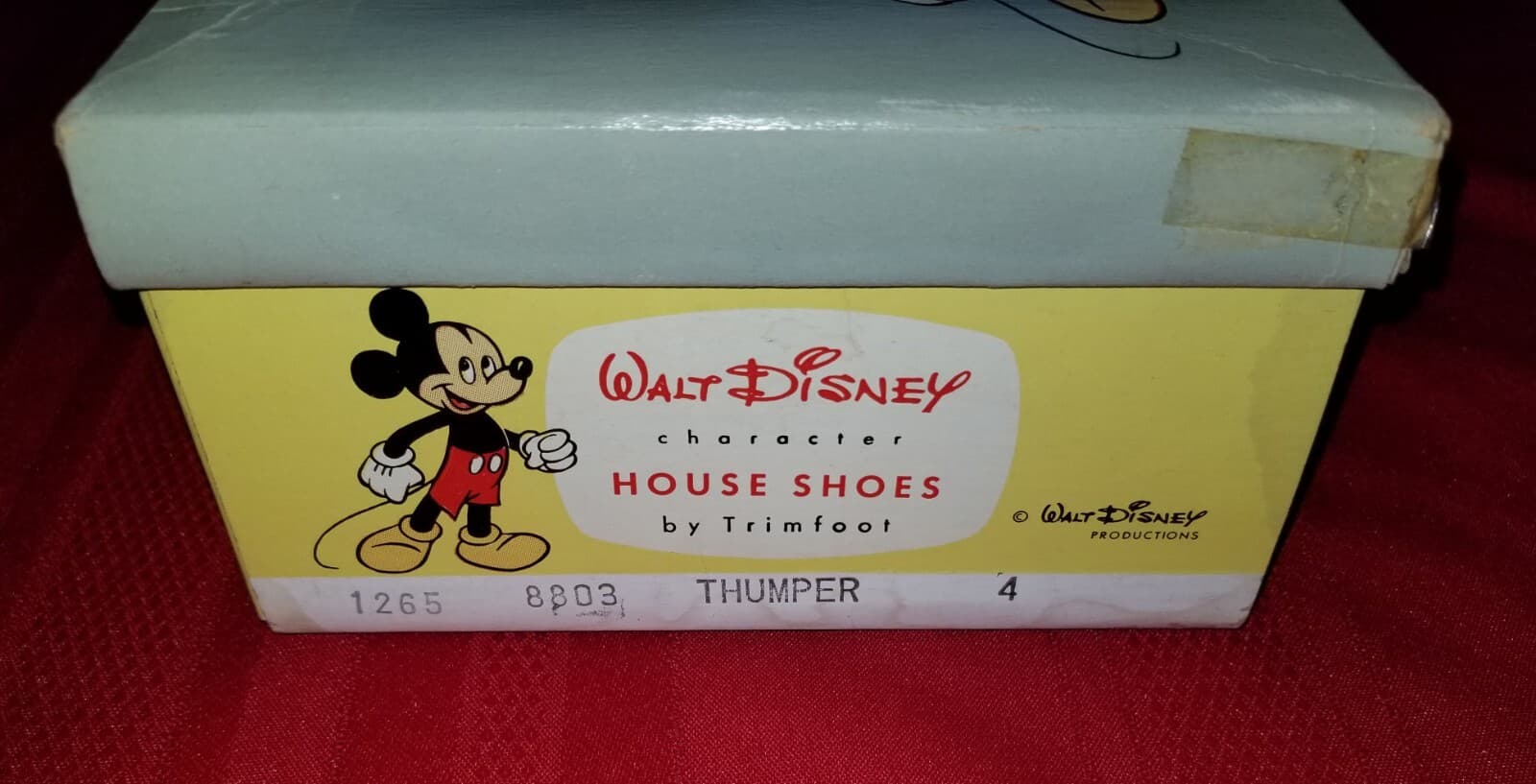 Walt Disney house shoes by Trimfoot 1950s vintage BOX ONLY Thumper Mickey Mouse 2