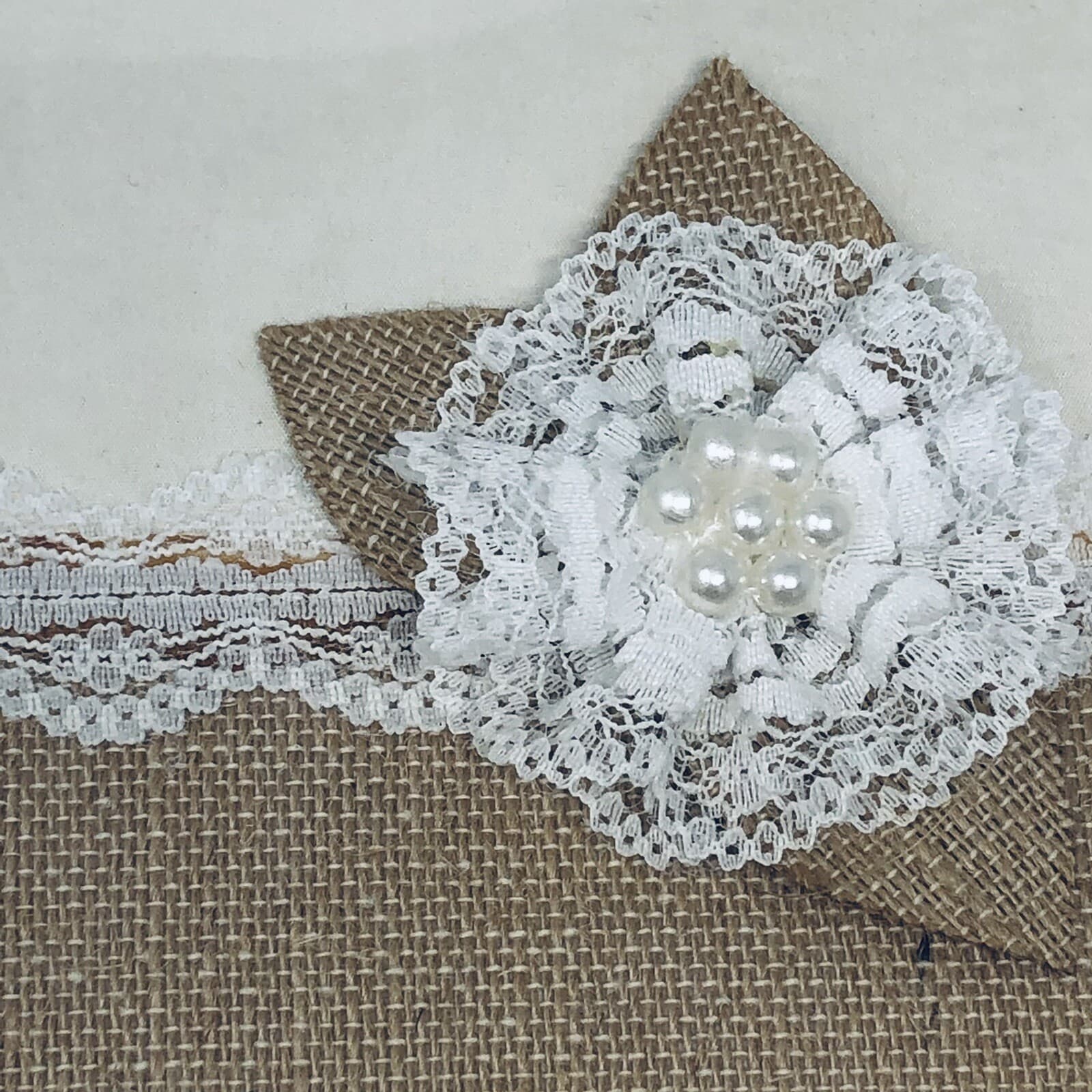 CR Gibson Wedding Guest Book Space for 1000 Entries Ivory Burlap Pearls Lace NIB 3