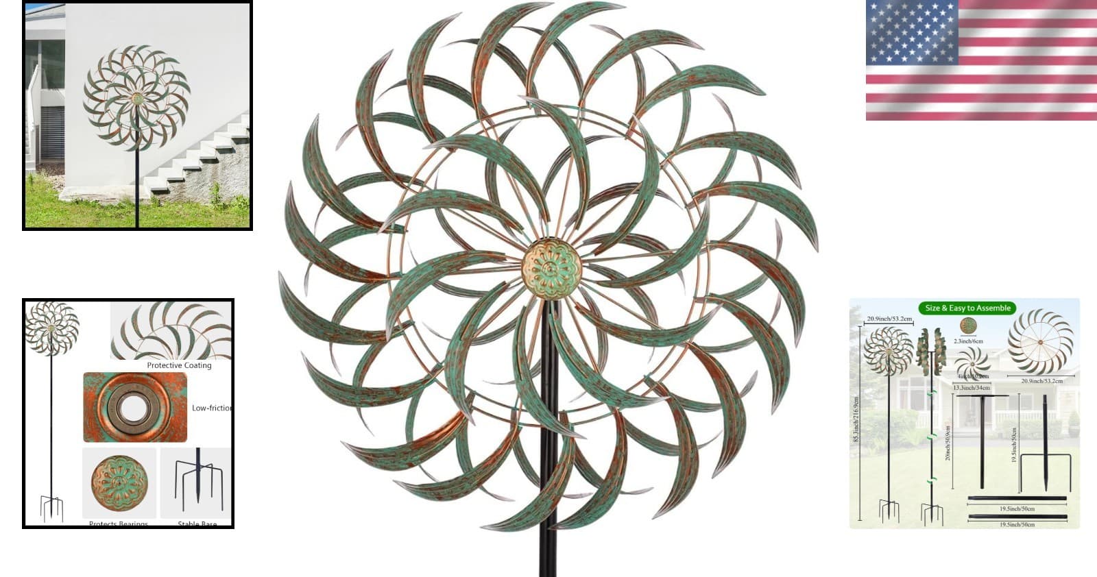 20” x 85” Kinetic Yard Art - Easy Install Outdoor Decor for Peaceful Spaces 2