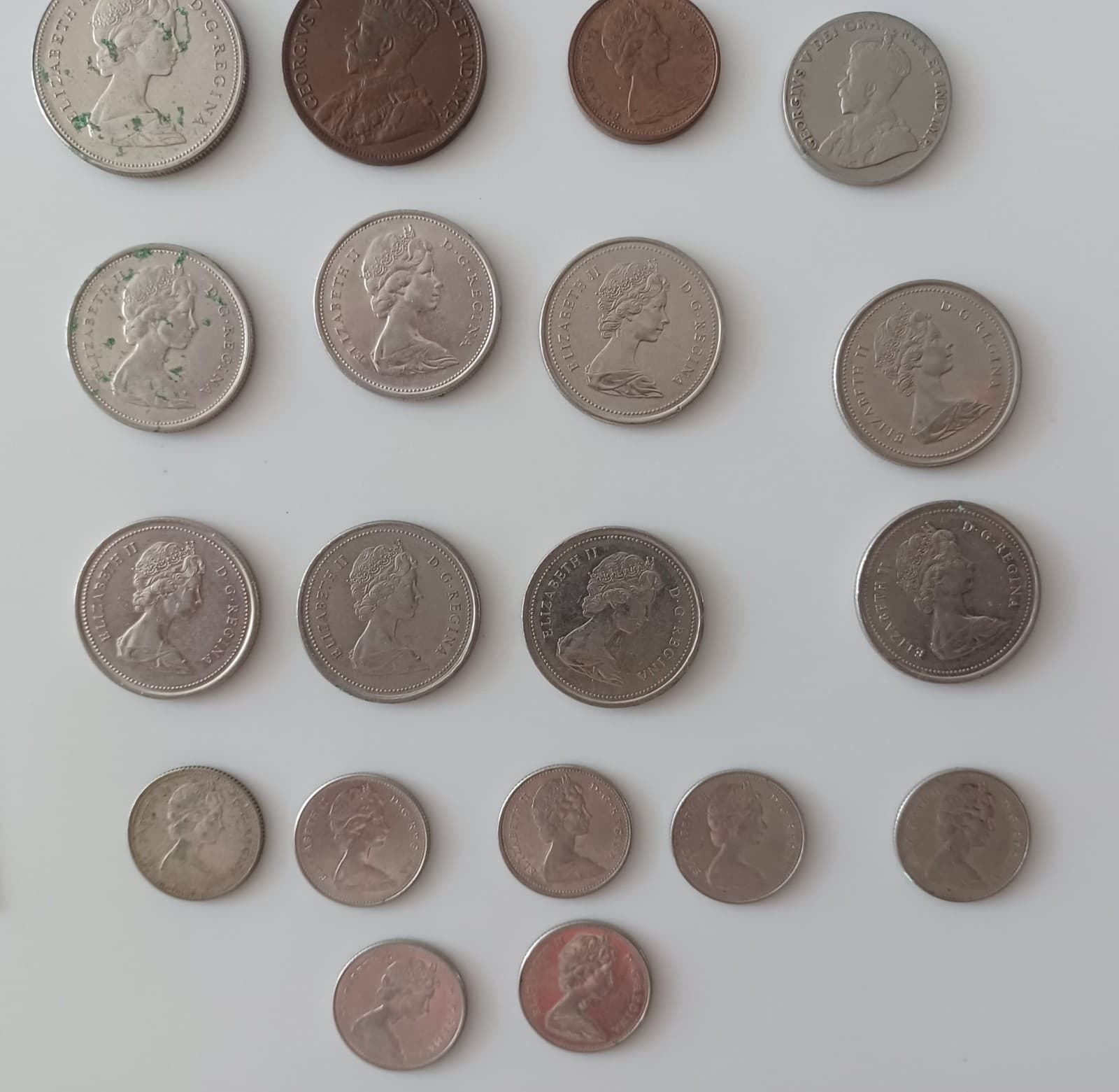 Canada 22 Lot 1973 One Dollar Bill 1968 Silver 25 Cent + 10 Cents.  1916 Cent 4