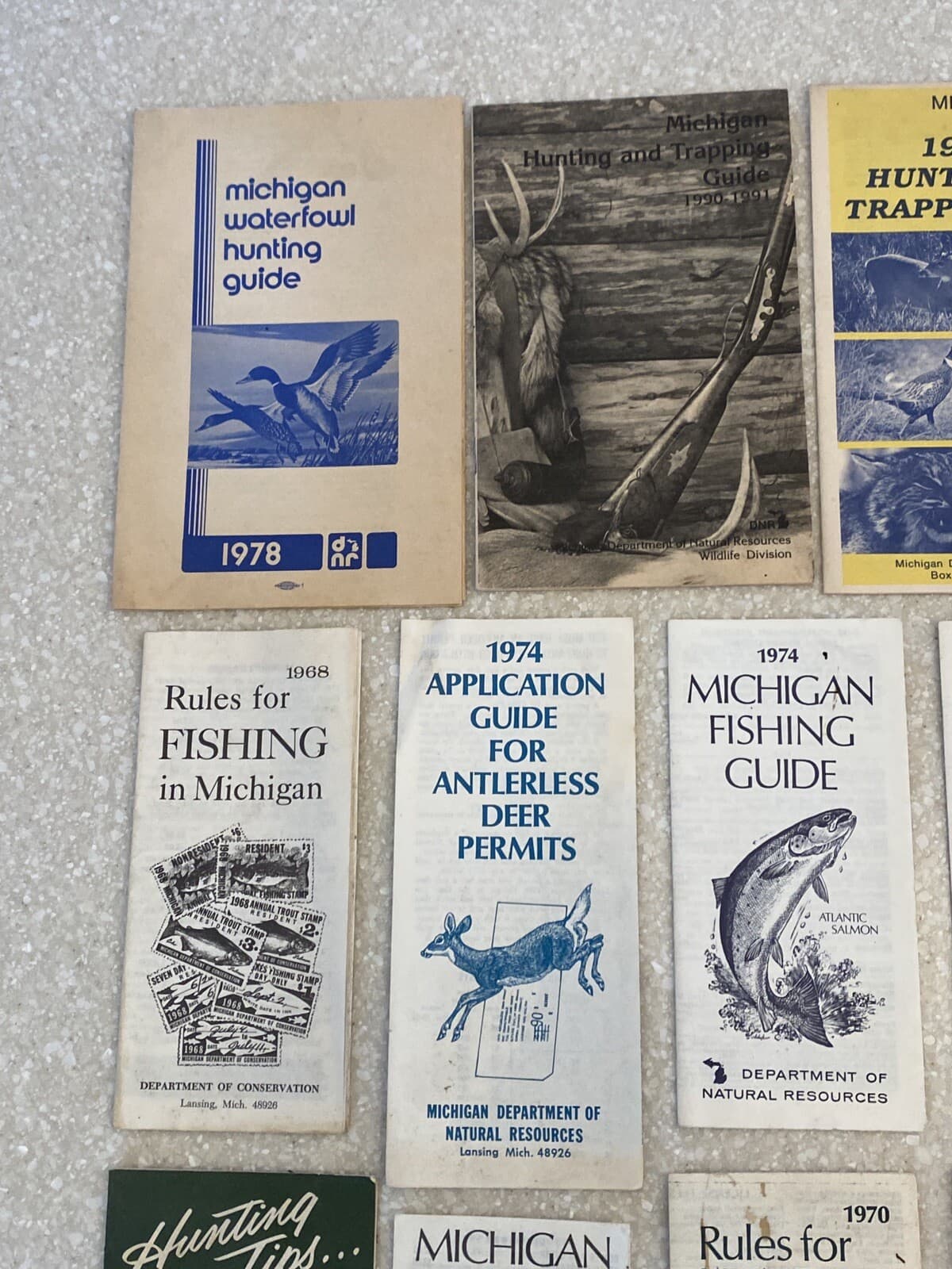 Vintage Michigan hunting fishing trapping guides, Lot of 14 Brochures, 60s-90s 2