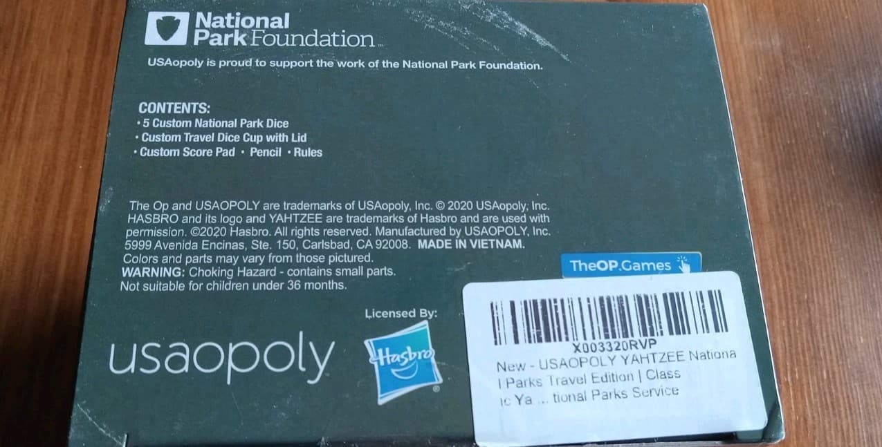 YAHTZEE  National Parks Travel Edition 2020 Dice Game- BRAND NEW SEALED - ENJOY! 5