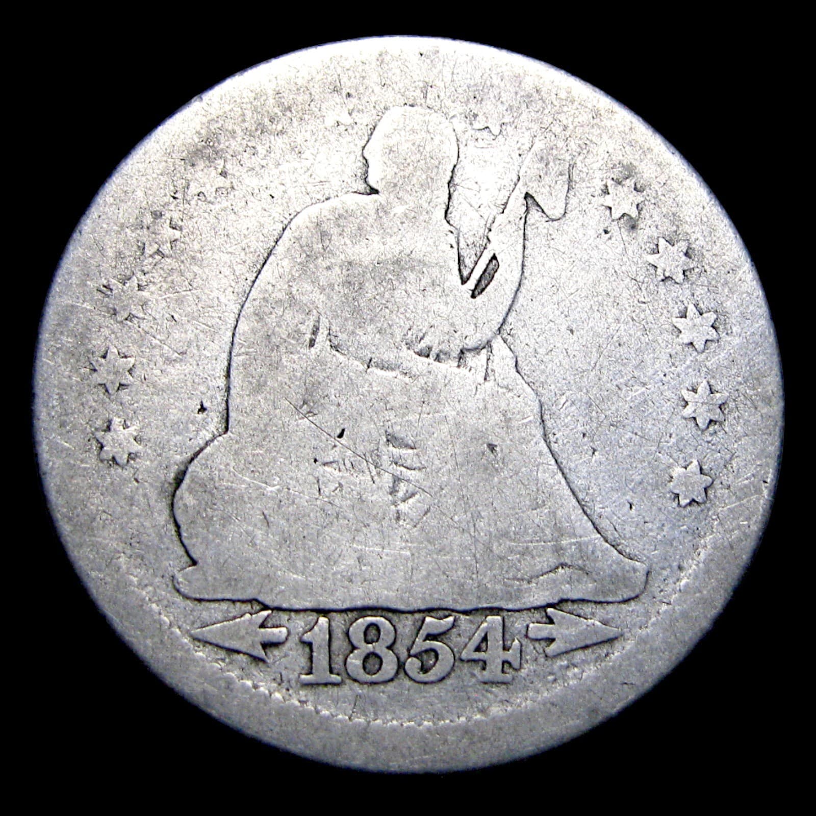 1854 Seated Liberty Quarter Silver ---- Nice Coin ---- #236M