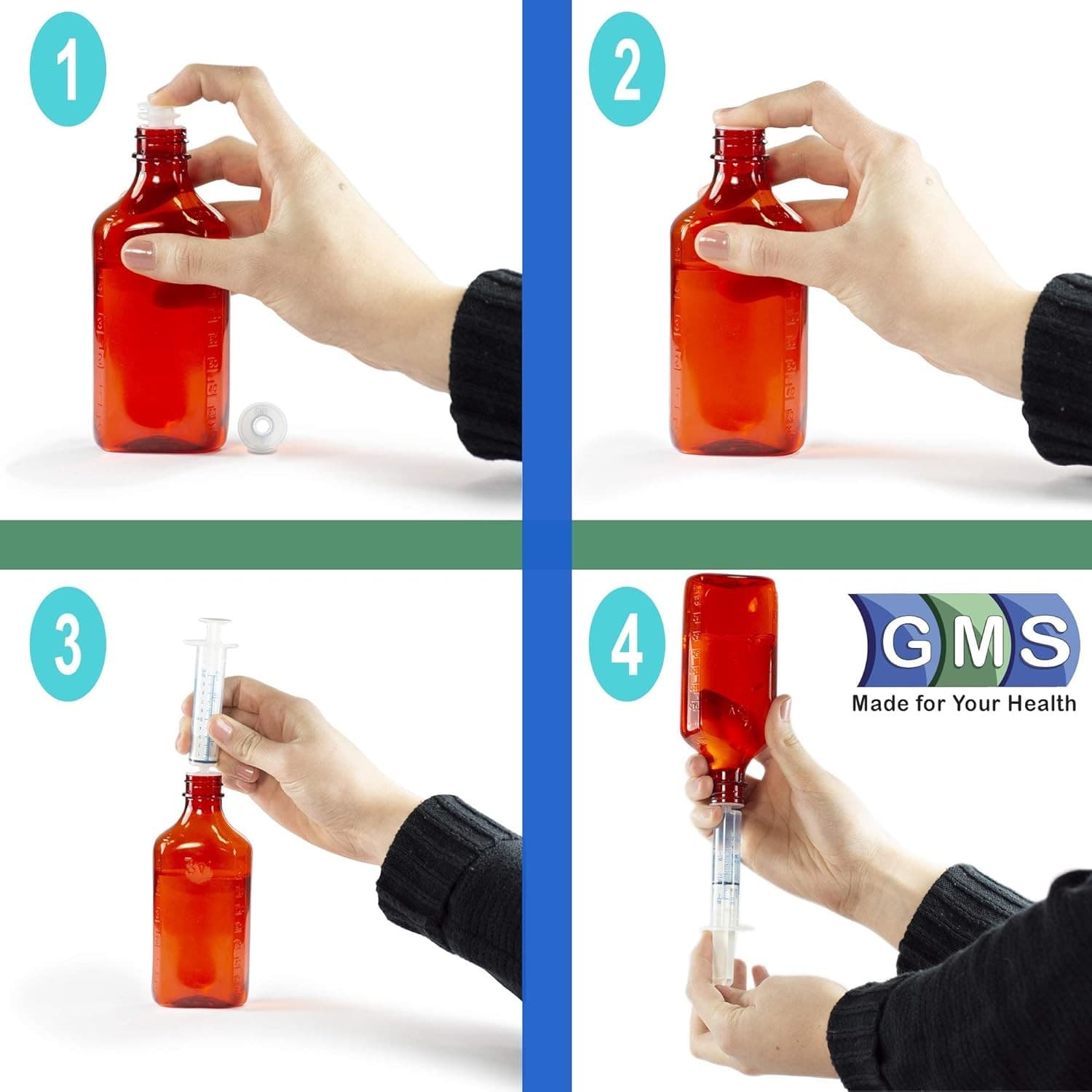 GMS Press in Bottle Adapter Plug for Oral Medication Syringes and Liquid...  4